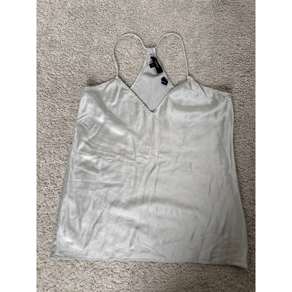 Theory Womens Silver 100% Silk Racerback Camisole V-Neck‎ Tank Top Size S